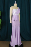 Light Purple Sexy Formal Patchwork Backless Strapless Evening Dress Dresses