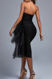 Pink Sexy Elegant Solid Patchwork Strapless One Step Skirt Dresses