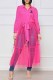 Pink Sweet Print Patchwork Letter Turndown Collar Shirt Dress Dresses