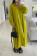 Yellow Casual Solid Patchwork Buckle Turndown Collar Shirt Dress Dresses