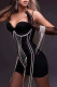 Black Sexy Solid Tassel Patchwork Hot Drill Spaghetti Strap Pencil Skirt Dresses