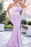 Light Purple Sexy Formal Patchwork Backless Strapless Evening Dress Dresses