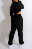 Rose Red Casual Solid Patchwork Zipper Long Sleeve Two Pieces
