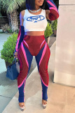 Red Sexy Print Patchwork Skinny High Waist Pencil Full Print Bottoms