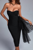 Pink Sexy Elegant Solid Patchwork Strapless One Step Skirt Dresses