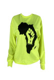 Green Casual Print Patchwork O Neck T-Shirts