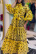 Yellow Casual Sweet Print Polka Dot Bandage Patchwork O Neck Straight Dresses