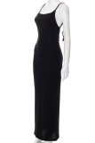 White Sexy Solid Patchwork Spaghetti Strap Pencil Skirt Dresses