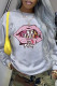 Grey Casual Print Patchwork O Neck Tops