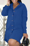 Pink Casual Print Patchwork Turndown Collar Shirt Dress Dresses