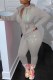 Grey Sexy Print Patchwork Hooded Collar Long Sleeve Two Pieces