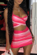 Pink Sexy Striped Patchwork Square Collar Sleeveless Two Pieces