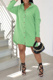 Pink Casual Print Patchwork Turndown Collar Shirt Dress Dresses