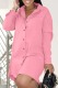 Pink Casual Print Patchwork Turndown Collar Shirt Dress Dresses