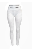 White Sexy Solid Lace Skinny High Waist Pencil Full Print Bottoms