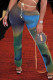 Blue Sexy Print Patchwork High Waist Pencil Full Print Bottoms