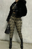 Multicolor Casual Print Patchwork O Neck Long Sleeve Two Pieces