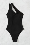 Black Sexy Patchwork Print Hollowed Out Backless Swimwears (With Paddings)