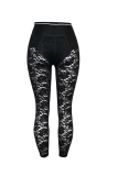 White Sexy Solid Lace Skinny High Waist Pencil Full Print Bottoms