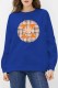 Blue Street Print Letter O Neck Tops