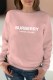 Pink Street Print Letter O Neck Tops