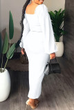 Pink Casual Solid Slit Square Collar Long Sleeve Dresses