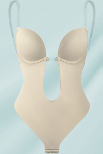 Cream White Fashion Sexy Solid Hollowed Out Backless Bustiers