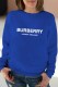 Blue Street Print Letter O Neck Tops
