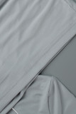 Grey Casual Sportswear Solid Draw String Frenulum Hooded Collar Long Sleeve Two Pieces