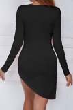 Pink Sexy Solid Patchwork Asymmetrical Asymmetrical Collar Pencil Skirt Dresses