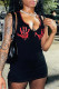 Black Sexy Casual Print Basic U Neck Vest Dress