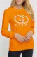 Orange Street Print Letter O Neck Tops