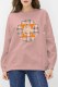 Pink Street Print Letter O Neck Tops