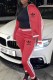 Red Casual Print Patchwork Letter Zipper Collar Long Sleeve Two Pieces