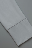 Grey Casual Sportswear Solid Draw String Frenulum Hooded Collar Long Sleeve Two Pieces