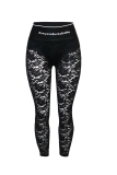 White Sexy Solid Lace Skinny High Waist Pencil Full Print Bottoms