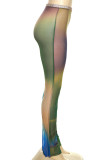 Blue Sexy Print Patchwork High Waist Pencil Full Print Bottoms