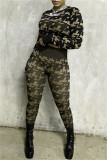 Multicolor Casual Print Patchwork O Neck Long Sleeve Two Pieces