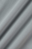Grey Casual Sportswear Solid Draw String Frenulum Hooded Collar Long Sleeve Two Pieces