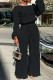 Black Casual Solid Patchwork O Neck Long Sleeve Two Pieces