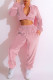 Pink Casual Solid Patchwork Zipper Collar Long Sleeve Two Pieces