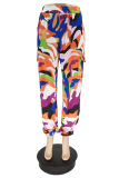 Pink Casual Camouflage Print Patchwork Harlan Mid Waist Harlan Full Print Bottoms