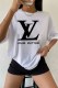 White Casual Print Letter O Neck T-Shirts