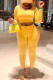 Yellow Casual Solid Patchwork O Neck Long Sleeve Two Pieces