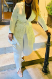 Pink Street Solid Tassel Turndown Collar Long Sleeve Two Pieces