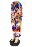 Pink Casual Camouflage Print Patchwork Harlan Mid Waist Harlan Full Print Bottoms