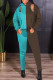 Blue Casual Solid Hollowed Out Patchwork Hooded Collar Long Sleeve Two Pieces