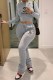 Grey Street Print Letter O Neck Long Sleeve Two Pieces