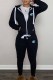 Black Casual Print Patchwork Hooded Collar Long Sleeve Two Pieces