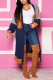 Orange Blue Fashion Casual Long Sleeve Regular Sleeve Patchwork Coats